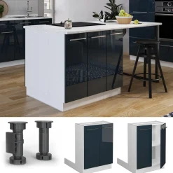 Kücheninsel Fame-Line Dunkelblau Hochglanz 60 cm ohne Arbeitsplatte Vicco