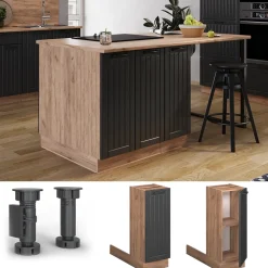 Kücheninsel Fame-Line Dunkelgrau 30 cm ohne Arbeitsplatte Vicco