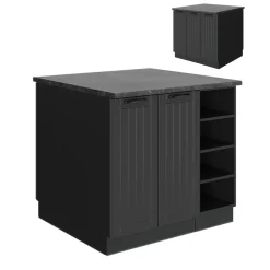 Kücheninsel Fame-Line Dunkelgrau 90 cm ohne Arbeitsplatte Vicco