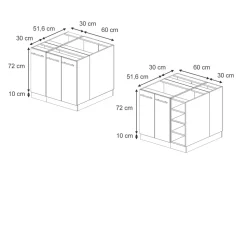 Kücheninsel Fame-Line Dunkelgrau 90 cm ohne Arbeitsplatte Vicco