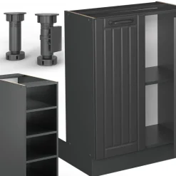 Kücheninsel Fame-Line Dunkelgrau 90 cm ohne Arbeitsplatte Vicco