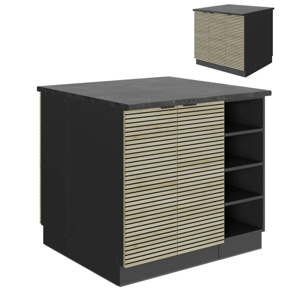 Kücheninsel Fame-Line Eiche Paneel 90 cm ohne Arbeitsplatte Vicco