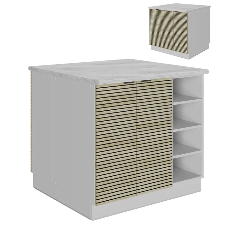 Kücheninsel Fame-Line Eiche Paneel 90 cm ohne Arbeitsplatte Vicco