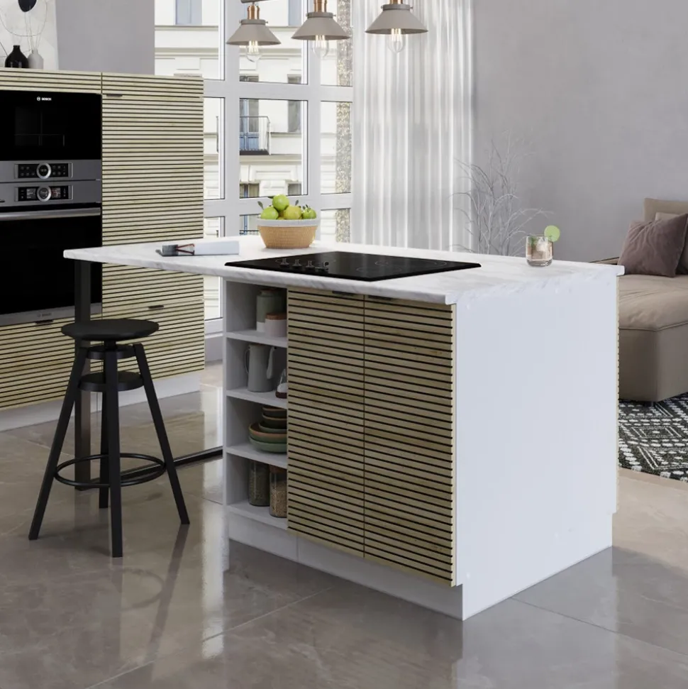 Kücheninsel Fame-Line Eiche Paneel 90 cm ohne Arbeitsplatte Vicco