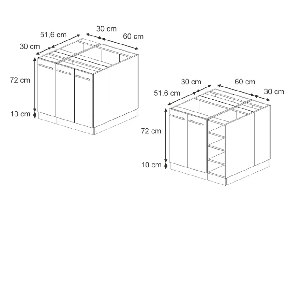 Kücheninsel Fame-Line Eiche Paneel 90 cm ohne Arbeitsplatte Vicco