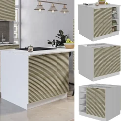 Kücheninsel Fame-Line Eiche Paneel 90 cm ohne Arbeitsplatte Vicco