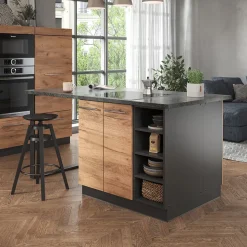 Kücheninsel Fame-Line Goldkraft Eiche/Anthrazit 90 cm ohne Arbeitsplatte Vicco