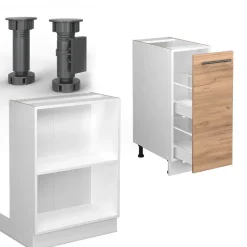 Kücheninsel Fame-Line Goldkraft Eiche/Weiß 90 cm mit Schublade, ohne Arbeitsplatte Vicco