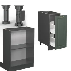 Kücheninsel Fame-Line Grün-Gold Landhaus/Anthrazit 90 cm mit Schublade, ohne Arbeitsplatte Vicco