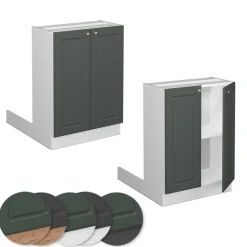 Kücheninsel Fame-Line Grün-Gold Landhaus 60 cm ohne Arbeitsplatte Vicco