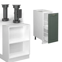 Kücheninsel Fame-Line Grün-Gold Landhaus/Weiß 90 cm mit Schublade, ohne Arbeitsplatte Vicco