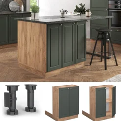 Kücheninsel Fame-Line Grün-Gold Landhaus 60 cm ohne Arbeitsplatte Vicco