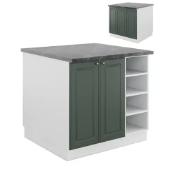 Kücheninsel Fame-Line Grün-Gold Landhaus/Weiß 90 cm ohne Arbeitsplatte Vicco