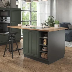 Kücheninsel Fame-Line Grün-Gold Landhaus/Anthrazit 90 cm ohne Arbeitsplatte Vicco