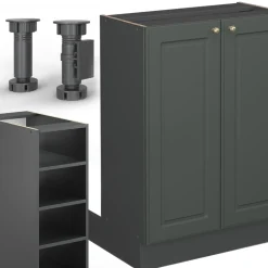 Kücheninsel Fame-Line Grün-Gold Landhaus/Anthrazit 90 cm ohne Arbeitsplatte Vicco