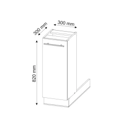 Kücheninsel Fame-Line Schwarz Eiche hochglanz 30 cm ohne Arbeitsplatte Vicco