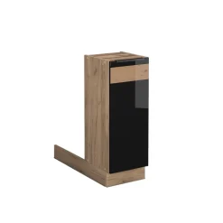 Kücheninsel Fame-Line Schwarz Eiche hochglanz 30 cm ohne Arbeitsplatte Vicco