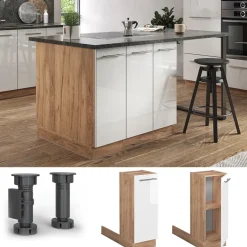 Kücheninsel Fame-Line Weiß Hochglanz 30 cm ohne Arbeitsplatte Vicco