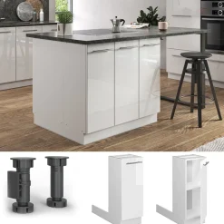 Kücheninsel Fame-Line Weiß Hochglanz 30 cm ohne Arbeitsplatte Vicco