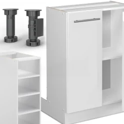 Kücheninsel Fame-Line Weiß Hochglanz/Weiß 90 cm ohne Arbeitsplatte Vicco