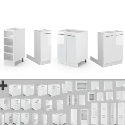 Kücheninsel Fame-Line Weiß Hochglanz/Weiß 90 cm ohne Arbeitsplatte Vicco