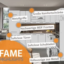 Kücheninsel Fame-Line Weiß Hochglanz/Weiß 90 cm ohne Arbeitsplatte Vicco