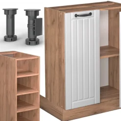 Kücheninsel Fame-Line Weiß Landhaus 90 cm mit Schublade, ohne Arbeitsplatte Vicco