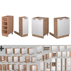 Kücheninsel Fame-Line Weiß Landhaus 90 cm mit Schublade, ohne Arbeitsplatte Vicco