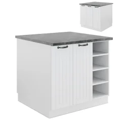 Kücheninsel Fame-Line Weiß Landhaus/Weiß 90 cm ohne Arbeitsplatte Vicco