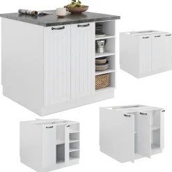 Kücheninsel Fame-Line Weiß Landhaus/Weiß 90 cm ohne Arbeitsplatte Vicco