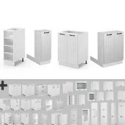 Kücheninsel Fame-Line Weiß Landhaus/Weiß 90 cm ohne Arbeitsplatte Vicco