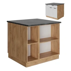 Kücheninsel Fame-Line Weiß Landhaus 90 cm mit Schublade, ohne Arbeitsplatte Vicco