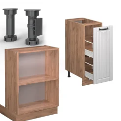 Kücheninsel Fame-Line Weiß Landhaus 90 cm mit Schublade, ohne Arbeitsplatte Vicco