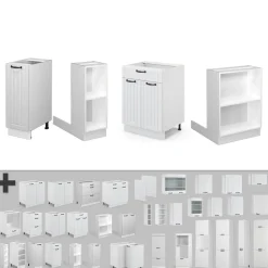 Kücheninsel Fame-Line Weiß Landhaus/Weiß 90 cm mit Schublade, ohne Arbeitsplatte Vicco