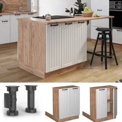 Kücheninsel Fame-Line Weiß Landhaus 60 cm ohne Arbeitsplatte Vicco