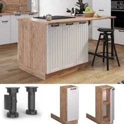 Kücheninsel Fame-Line Weiß Landhaus 30 cm ohne Arbeitsplatte Vicco