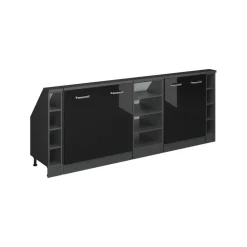 Küchenschrank für Dachschrägen R-Line Schwarz Hochglanz 215 cm 5er Set Vicco