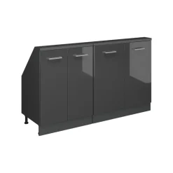 Küchenschrank für Dachschrägen R-Line Anthrazit Hochglanz 140 cm 2er Set Vicco