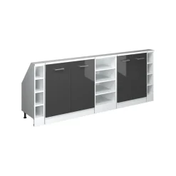 Küchenschrank für Dachschrägen R-Line Anthrazit Hochglanz 215 cm 5er Set Vicco