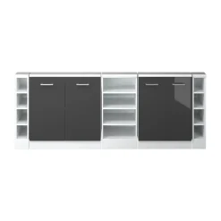 Küchenschrank für Dachschrägen R-Line Anthrazit Hochglanz 215 cm 5er Set Vicco