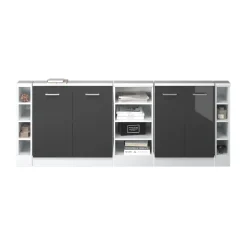 Küchenschrank für Dachschrägen R-Line Anthrazit Hochglanz 215 cm 5er Set Vicco