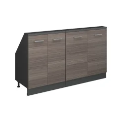 Küchenschrank für Dachschrägen R-Line Edelgrau 140 cm 2er Set Vicco