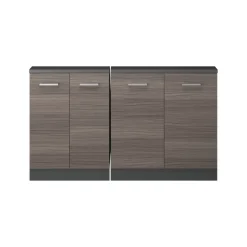 Küchenschrank für Dachschrägen R-Line Edelgrau 140 cm 2er Set Vicco