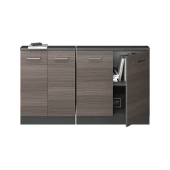 Küchenschrank für Dachschrägen R-Line Edelgrau 140 cm 2er Set Vicco