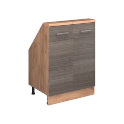 Küchenschrank für Dachschrägen R-Line Edelgrau 60 cm mit 2 Türen Vicco