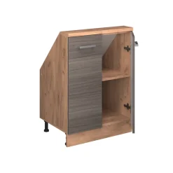 Küchenschrank für Dachschrägen R-Line Edelgrau 60 cm mit 2 Türen Vicco