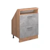 Küchenschrank für Dachschrägen R-Line Beton 60 cm mit 2 Schubladen Vicco