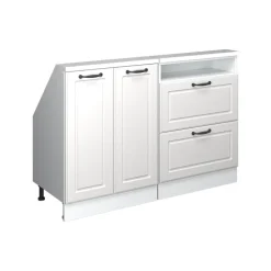 Küchenschrank für Dachschrägen R-Line Weiß Landhaus 120 cm 2er Set Vicco