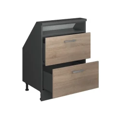 Küchenschrank für Dachschrägen R-Line Sonoma 60 cm mit 2 Schubladen Vicco