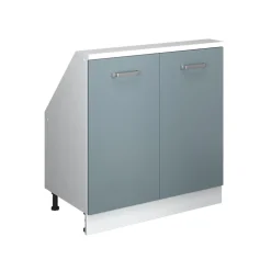 Küchenschrank für Dachschrägen R-Line Blau-Grau 80 cm mit 2 Türen Vicco